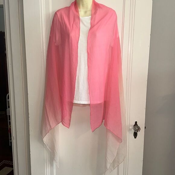 Vintage pink to cream hombre very large chiffon shawl/wrap - Picture 1 of 6